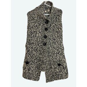 Anthropologie Moth Cable Knit Sleeveless Cowl Neck Sweater Vest Marled Gray S